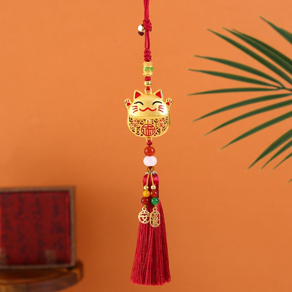 

Keyring Plutus Cat Rearview Mirror Pendant OMaMoRi Fortune Cat Car Pendant Backpack Decor червоний