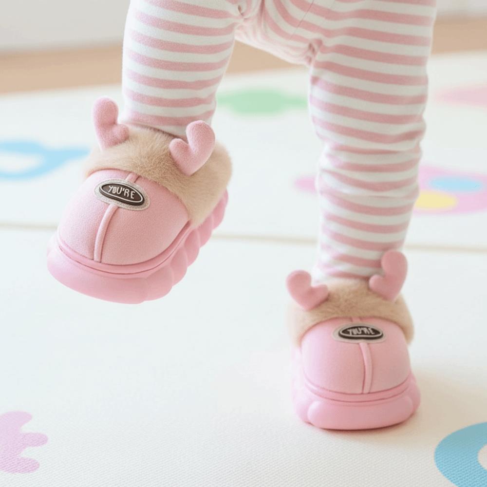 Thick Fleece Cute Antler Slides Waterproof Upper Toddler Cotton Shoes Holiday Gift