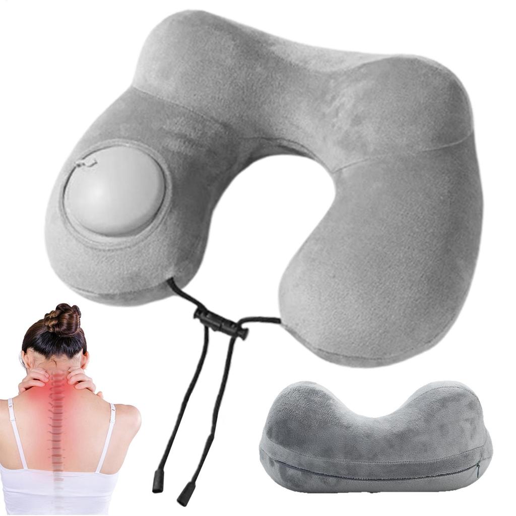 Travel Neck Pillow Inflatable U Shape Neck Support Pillow Plush Sleeper for Travel Sleeping Napping Bedroom Airplane Office