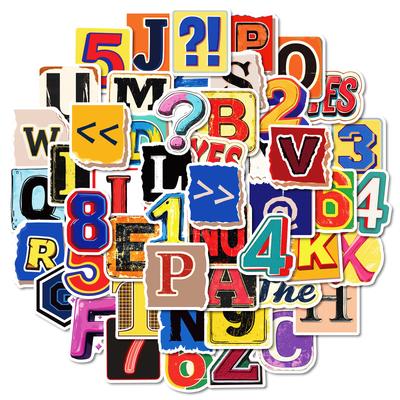 50 Pegatinas Decorativas Impermeables Serie Letras Inglesas Retro Pegatinas Creativas con Efecto Tridimensional de Colisión de Color