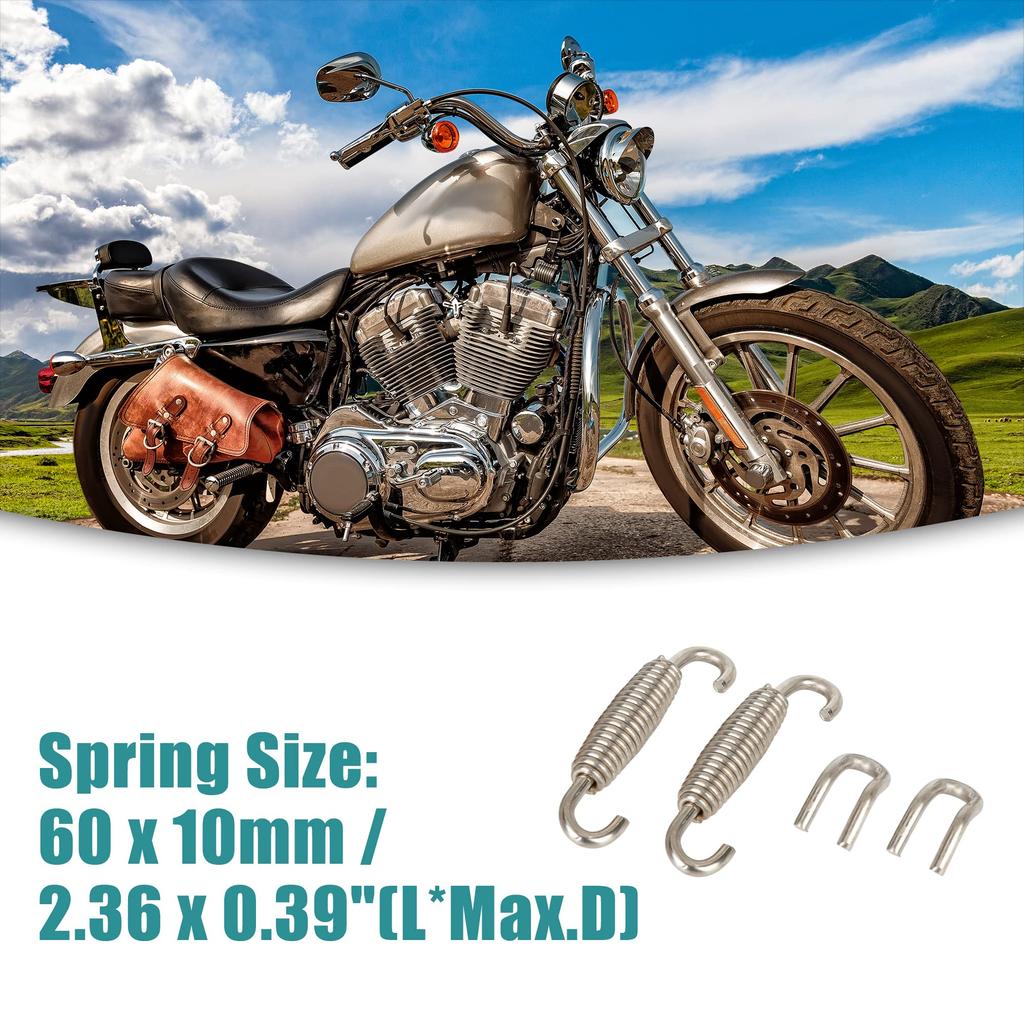 ACROPIX Motorcycle Exhaust System Muffler Spring with Pull Hook 45mm Silver Tone 2pcs