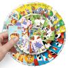 50 Hand-Painted Animal Doodle Stickers for Outdoor Travel, Water Bottles, and Phones
