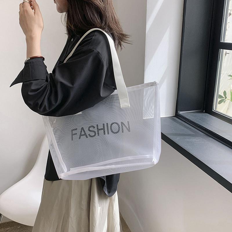Chic Large Capacity Mesh Tote Bag For Women Trendy Street Fashion Handbag