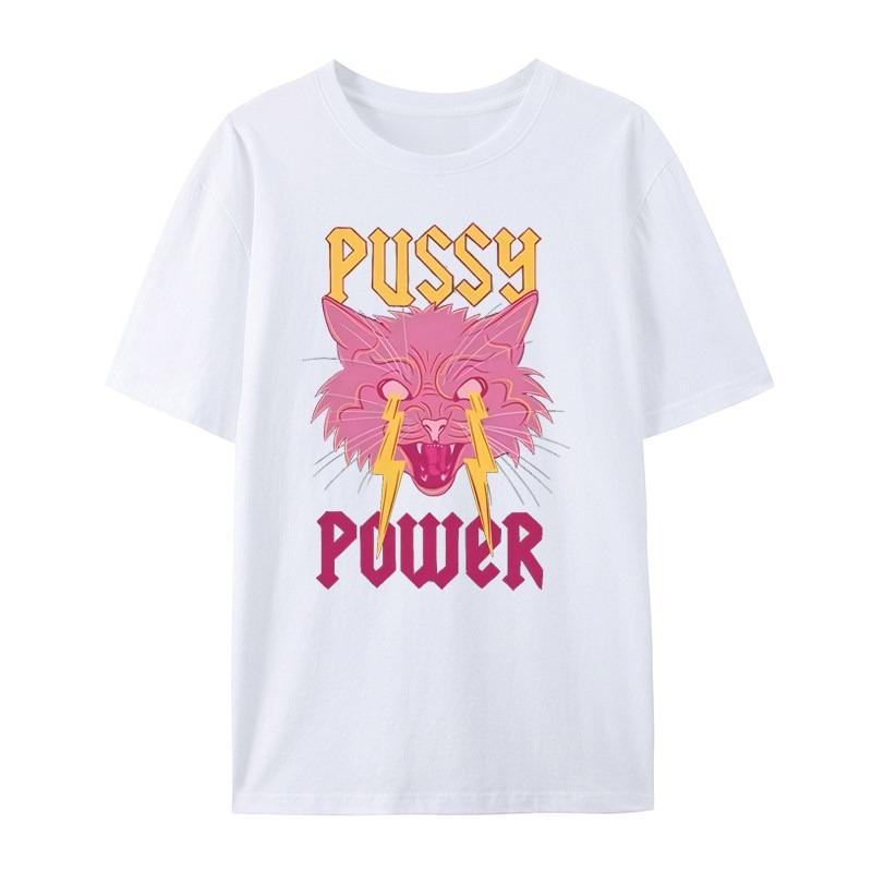 Trendy Classic Hiphop Lightning Cat Casual Tshirt Mens and Womens Luxury Brand Top