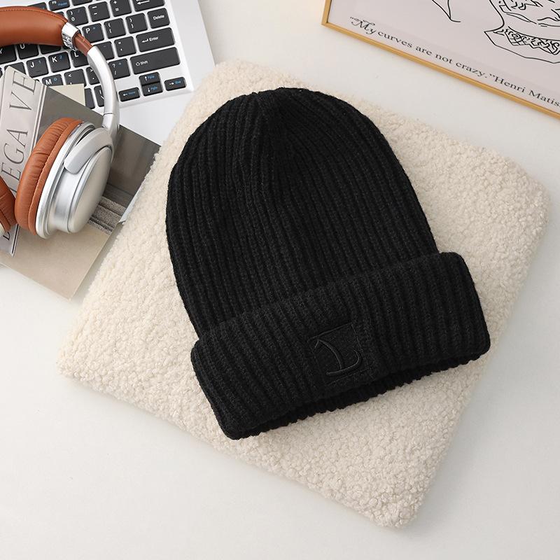 Big Head Circumference Coarse Yarn Hat for Women Autumn and Winter Loose Warm Pile Cold Hat Knitted Ear Protection Hat