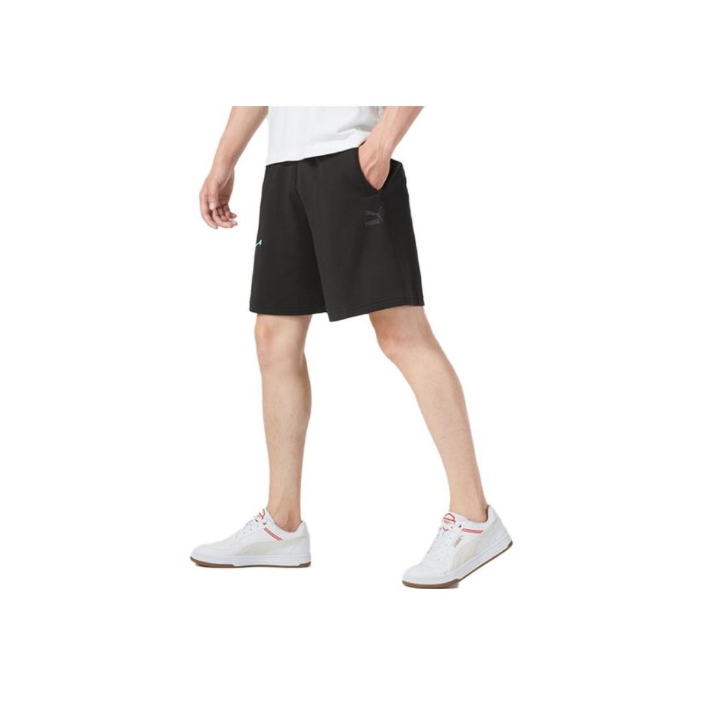 Puma Letter Print Lace-Up Shorts Unisex Shorts Black 624944-01