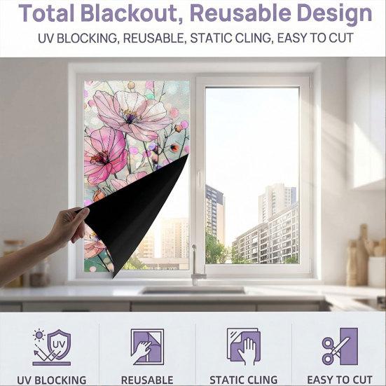 Sticker pour Vitre Statique, Film pour Fenêtre Texture Fleur en Verre Coloré, Autocollant de Fenêtre Imperméable Anti-poussière Bloquant les Rayons UV pour la Décoration de la Maison