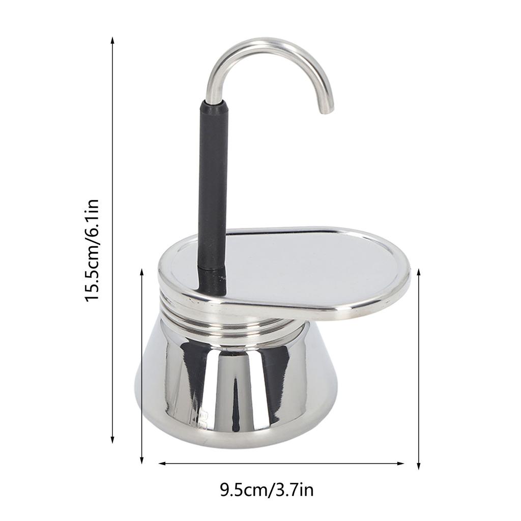 Single Spout Stovetop Moka Pot Stainless Steel Italian Coffee Maker Lightweight Practical Coffee Equipment for Home Travel