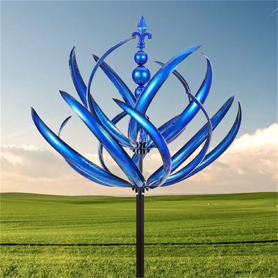 Rotadores de jardim de metal com pilha estabilizadora, moinho de vento de jardim, moinho de vento floral, escultura de vento de metal ao ar livre e rotadores