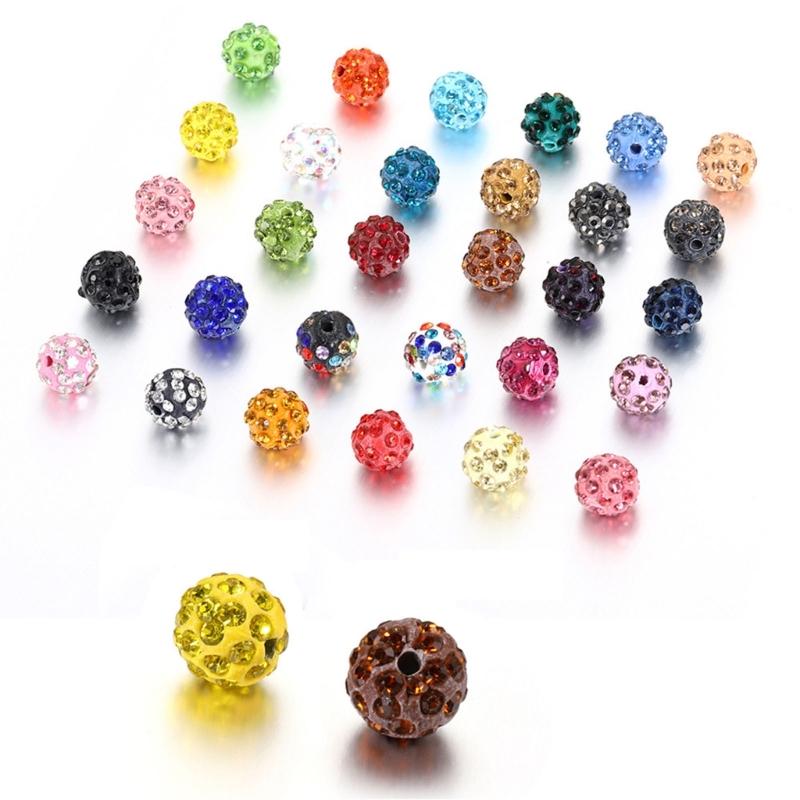 Set of 100 Assorted Color Craft Beads 10mm Disco Ball Clay Bead Jewelry Supplies