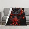 1pc VintagePhoenix Print Reversible FlannelThrowBlanketFantasyThemed All-Season ComfortSoft Knitted PolyesterDigital Print