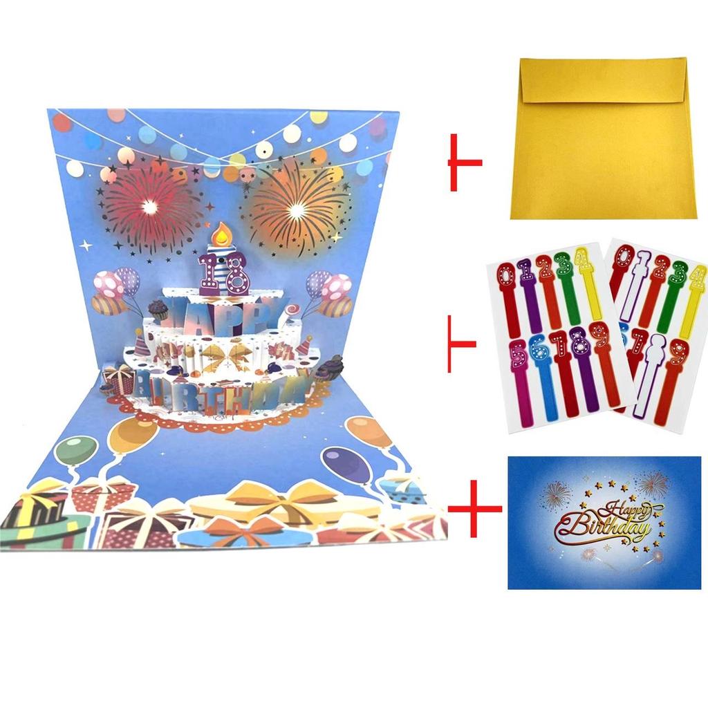 Blasbare Musikfeuerwerk 3D-Grußkarte, kreative handgefertigte Hohlpapierschnitzerei, Geschenk, 3D-Geburtstagskarte