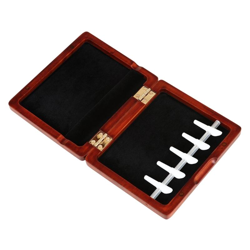 Portable Bassoon Reed Organizer Case Portable Wood Storage Box Reed Holder Protective Case Wood Texture for 5 Reed