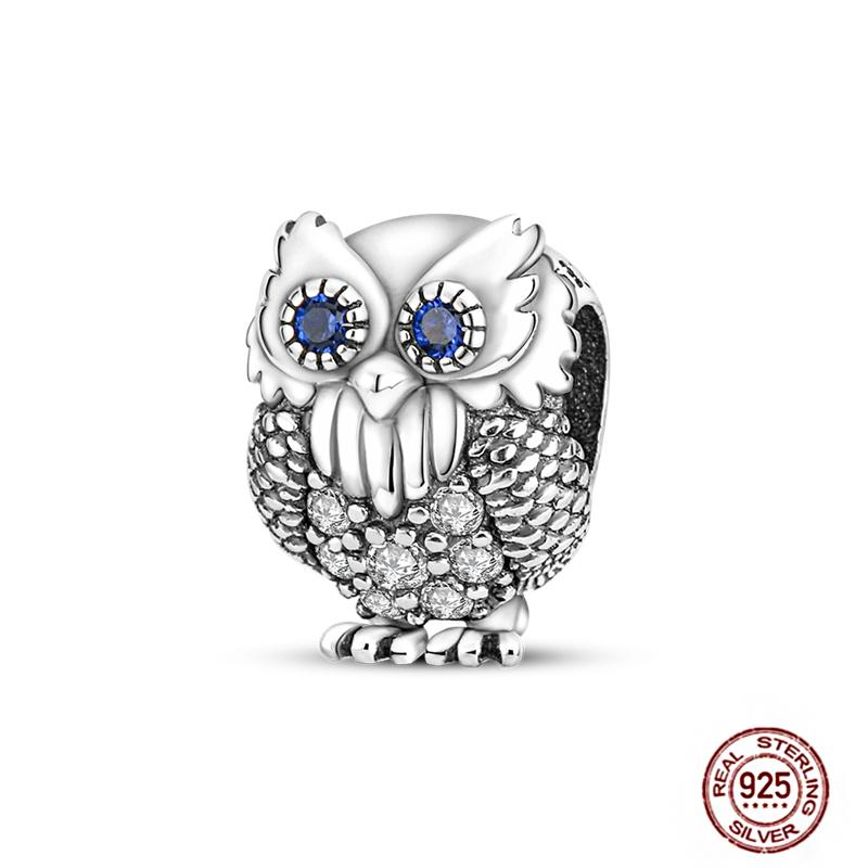 Fit Original Pendant Animal Charmscopper Pink Heart Pet Cat Dog Blue Owl Squirrel Beads Bracelet Women Diy Birthday Jewelry