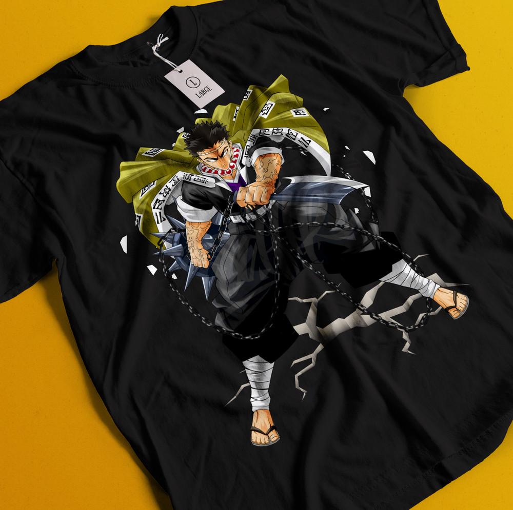 

Рубашка Истребитель демонов Футболка Каменный Хасира Футболка Гёмей Химедзима Мудзан Тандзиро M