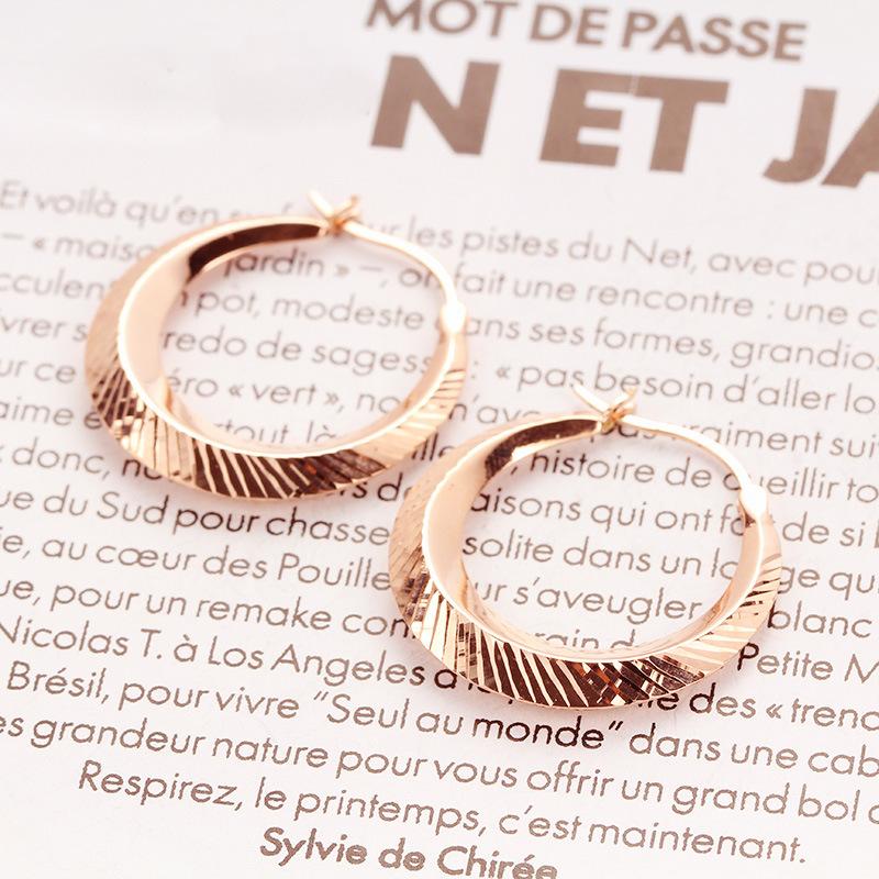 Изысканные Русские Фиолетовые Золотые Блестящие Автомобильные Цветочные Полукруглые Серьги Простые Ретро Позолоченные Розовым Золотом Круглые Серьги (rose gold plated pair)