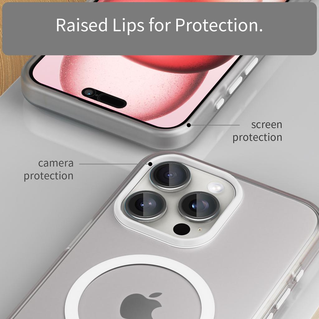 For iPhone 15 Pro Max Translucent Case Magnetic Phone Cover Compatible with MagSafe