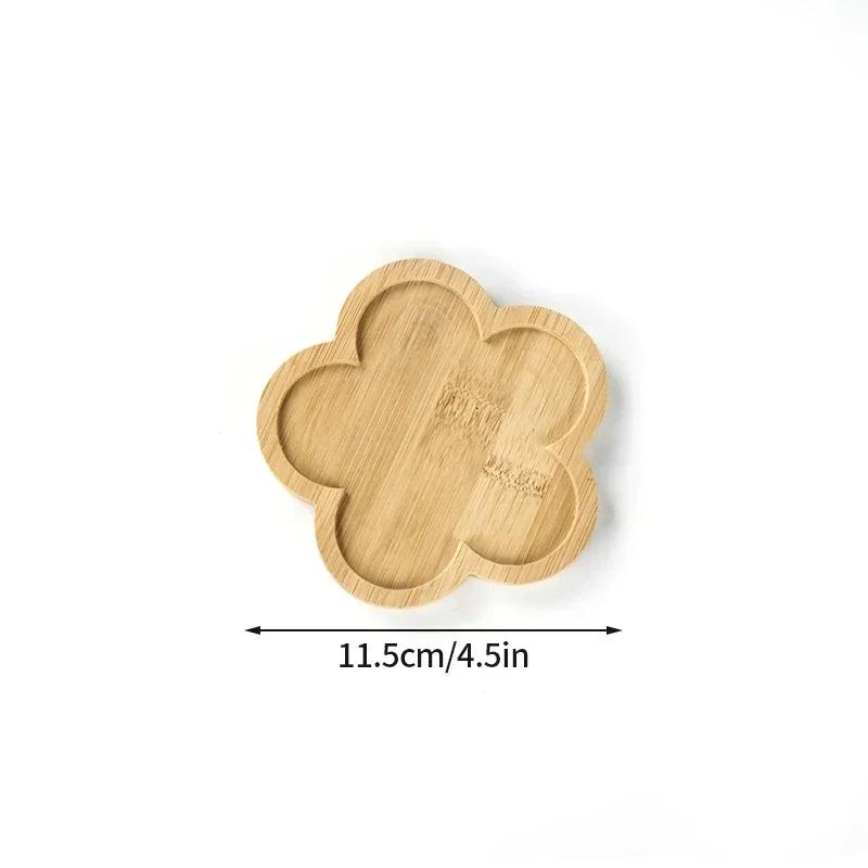 Multi Bamboo Tray Wood Saucer Flower Pot Tray Cup Pad Coaster Plate Kitchen Decorative Plate Creative Coaster Coffee Cup Mat