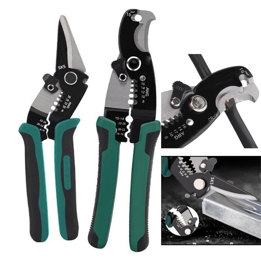 1pc 7.5inch Wire Stripper Wire Crimper Multi-Function Cutting Stripping Separating Crimping Tools For 8-16 AWG Crimping Pliers