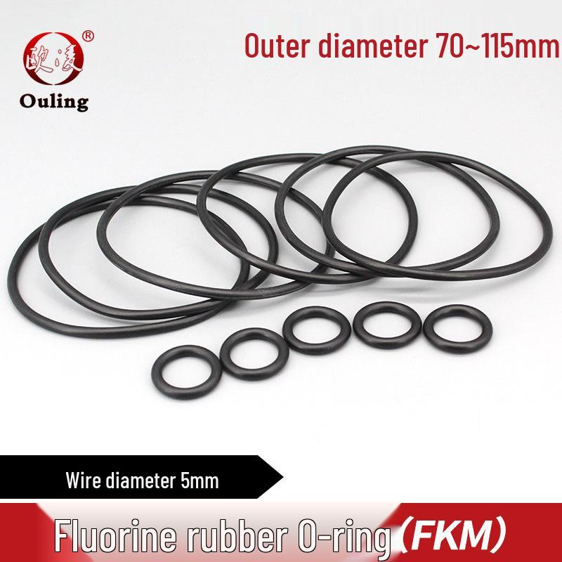 Black Fluororubber Oil-Resistant Anti-Aging O-ring (70-115mm Outer Diameter, 5mm Thickness) 70*5mm (1 piece) O-ring