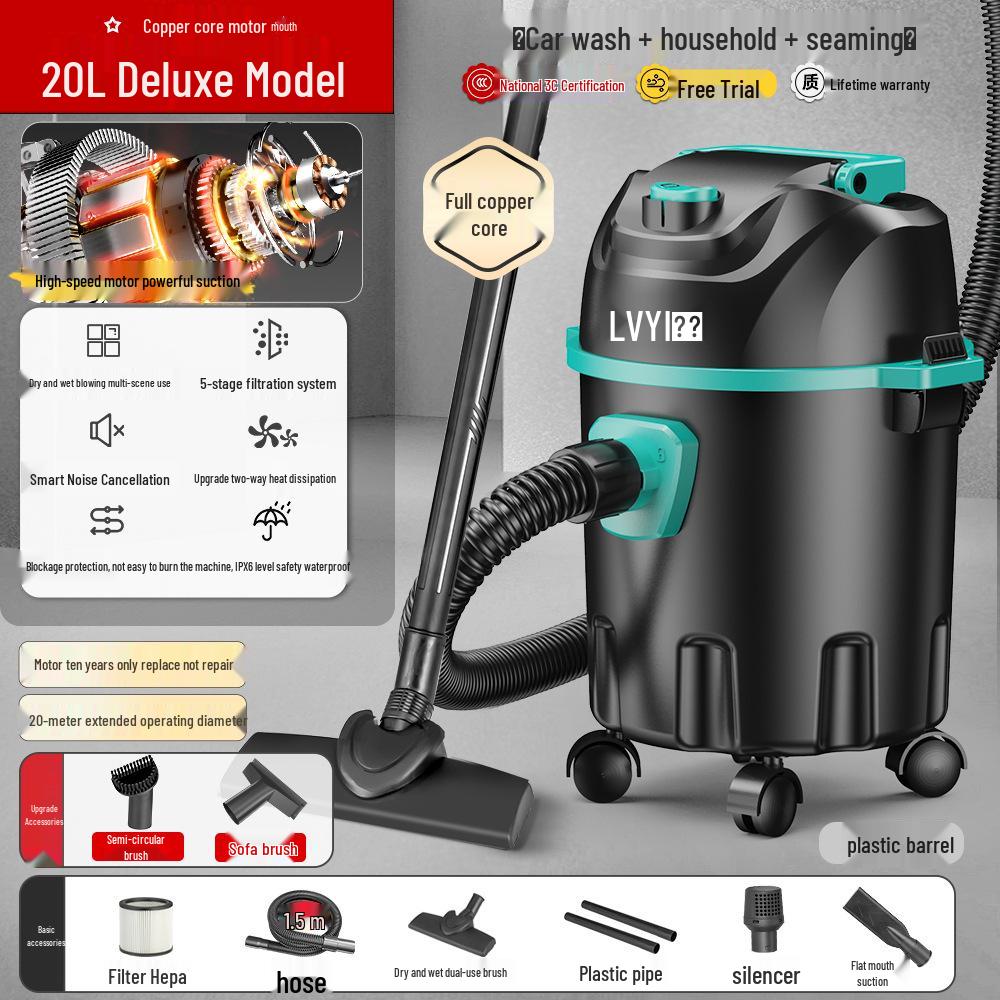 High-Power Industrial Vacuum Cleaner - Large Suction for Home, Auto, Carpet, and Seam Cleaning