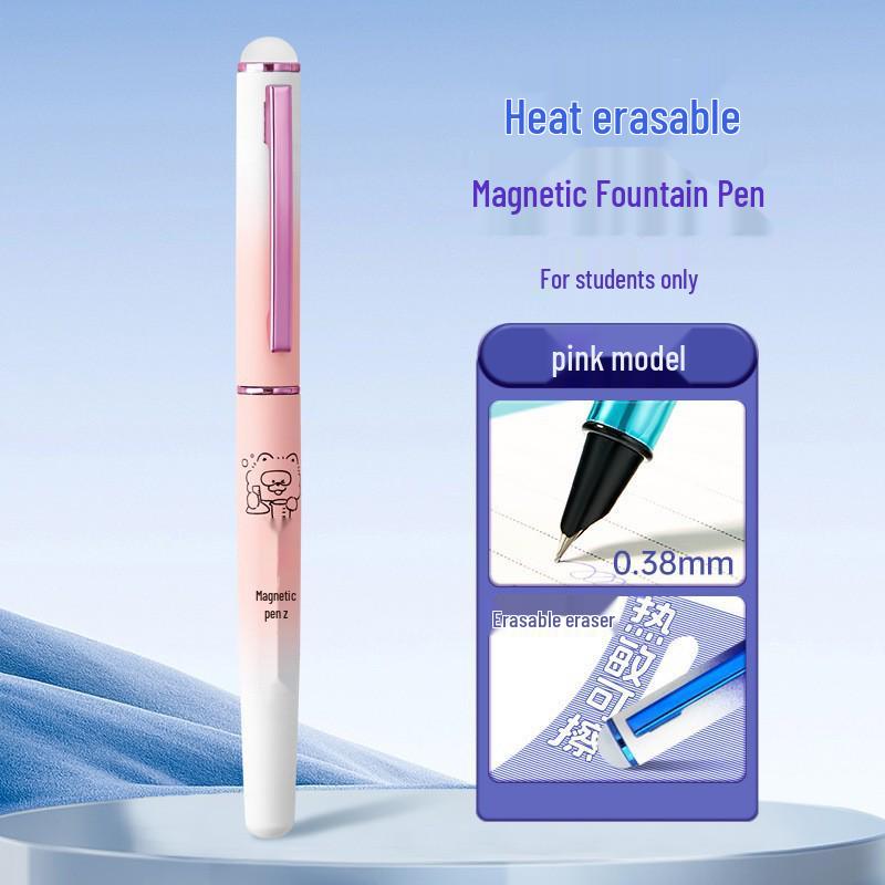 Refillable Ergonomic Fountain Pen for Students - Transparent Colored Plastic Design