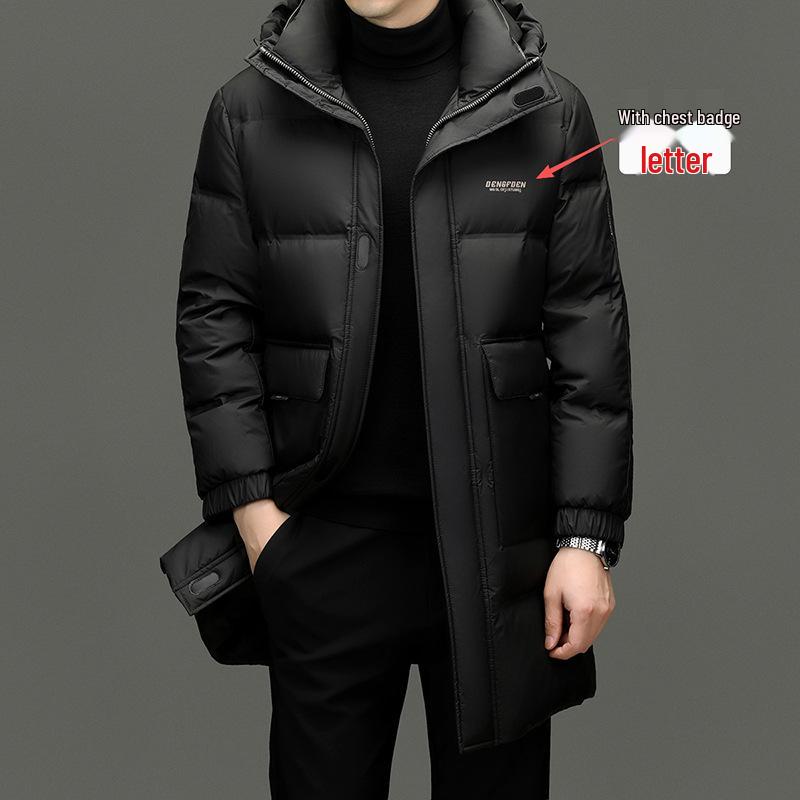 

Men s 2025 Winter Hooded Down Jacket - Thick Warm White Duck Down 2XL/185 (155-170 lbs)