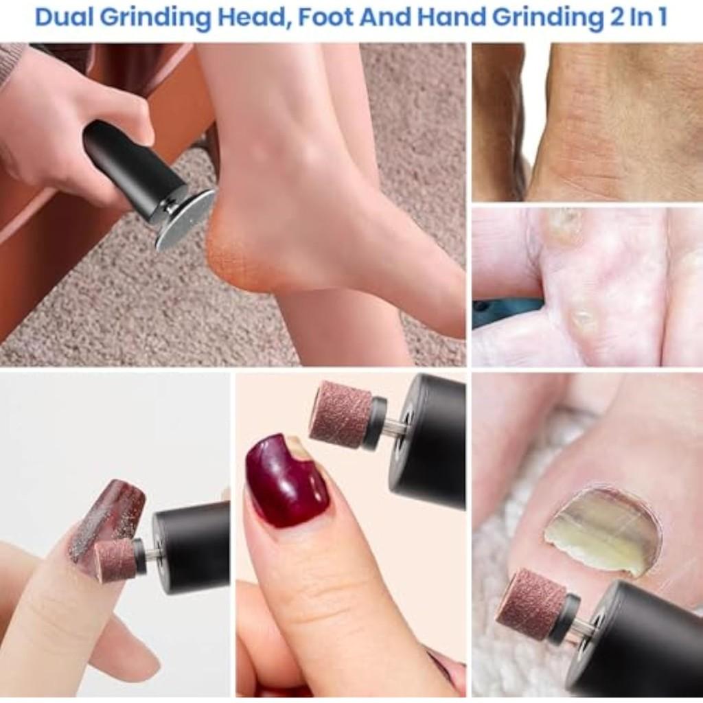 2 In 1 Portable Electric Callus Remover Rechargeable Professional Foot Grinder Feet Dry Dead Skin Pedicure Tool