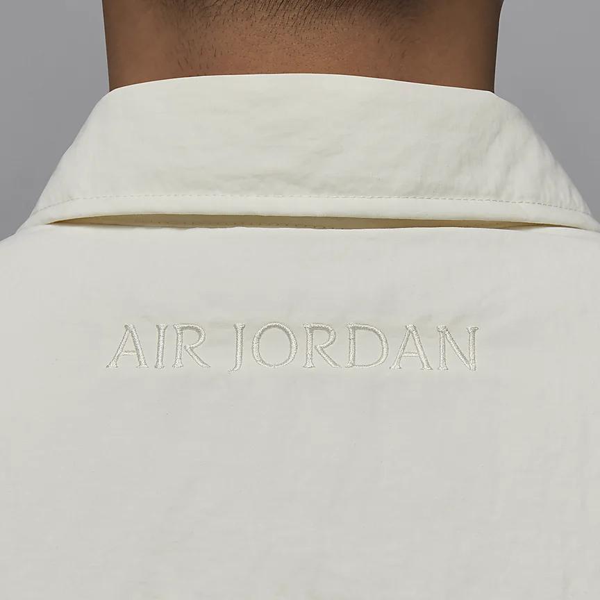 Jordan Air Waterproof Button Down Solid Color Letter Long Sleeve Shirt Men Shirts Sail-White FV7433133