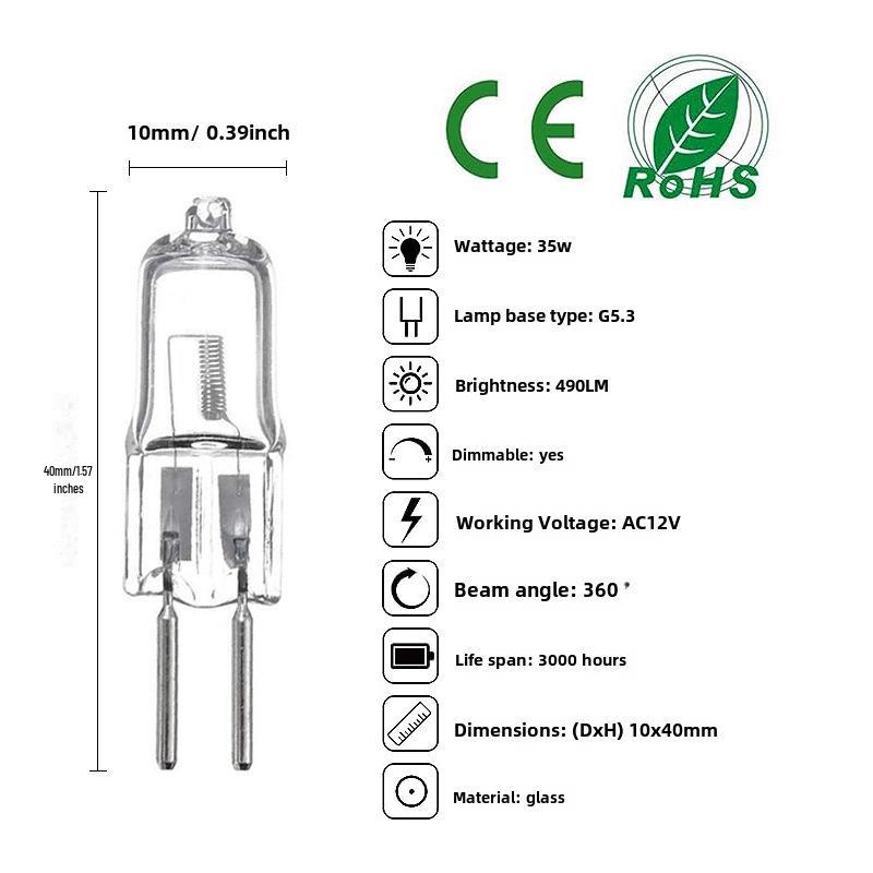 G4/G5.3 Halogenlampenperlen für Aromatherapielampen, 220 V/12 V, 20 W/35 W, Kristallbirne mit zweipoligem Stecker