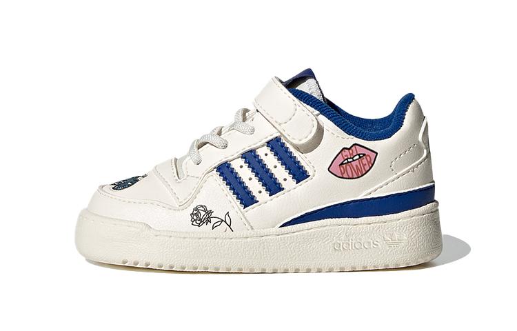 adidas Originals FORUM Low El I Leather Low Top Toddler Shoes White Blue Infant And Toddler FY2546