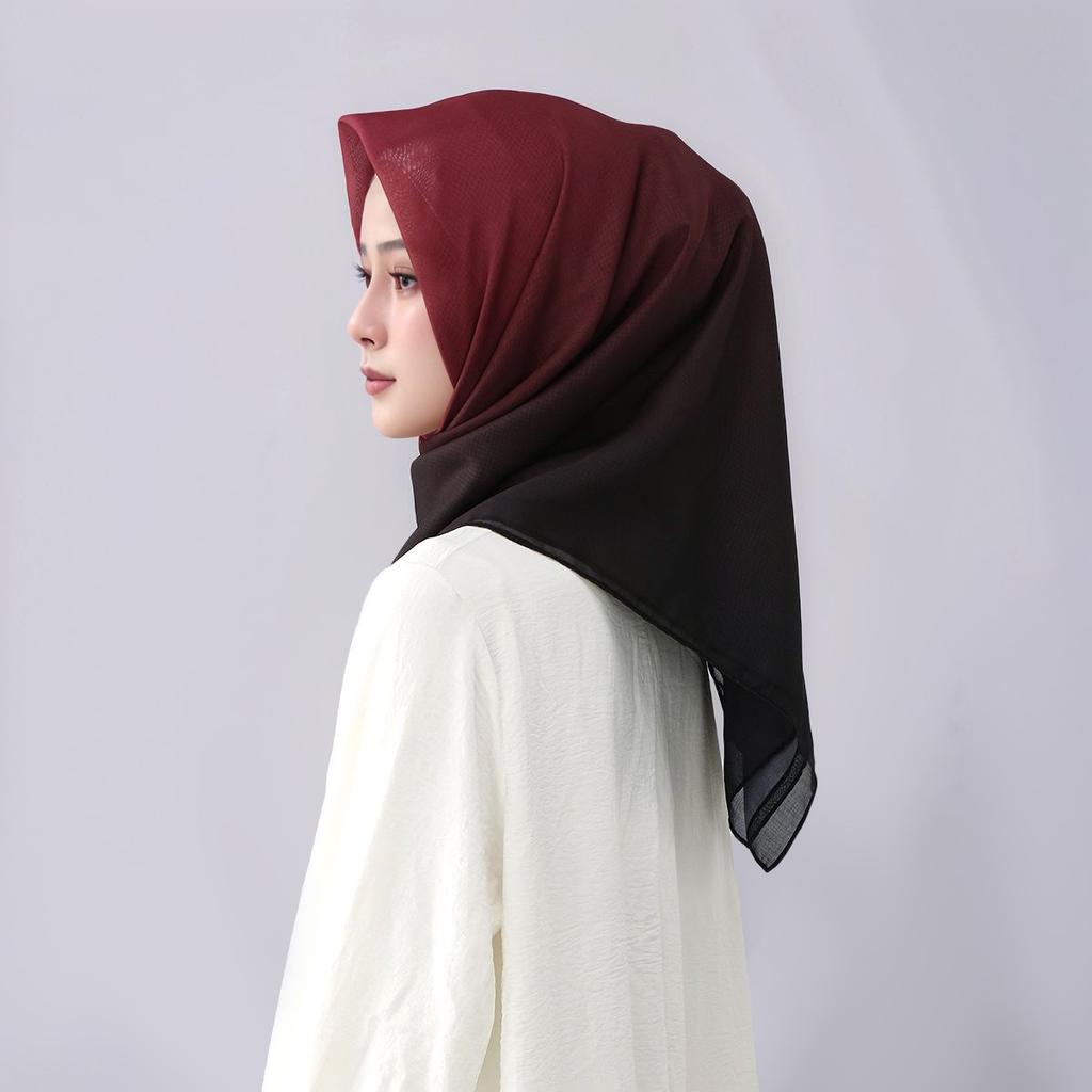 110*110Cm Gradient Color Square Scarf Women Muslim Hijab Turban Headscarf Shawls Head Wrap Scarves Islamic Sjaal Bandanas