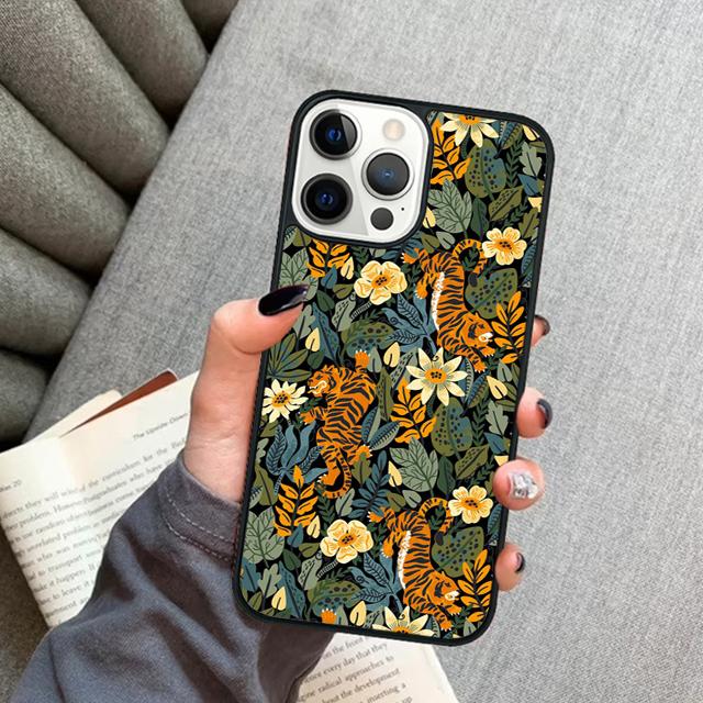 Tigers Leopards tropical leaves Mobile Phone Cases Cover For iPhone 17 Air 16 15 14 12 13 11 Pro MAX apple Plus SE2020 iPhone 11pro max