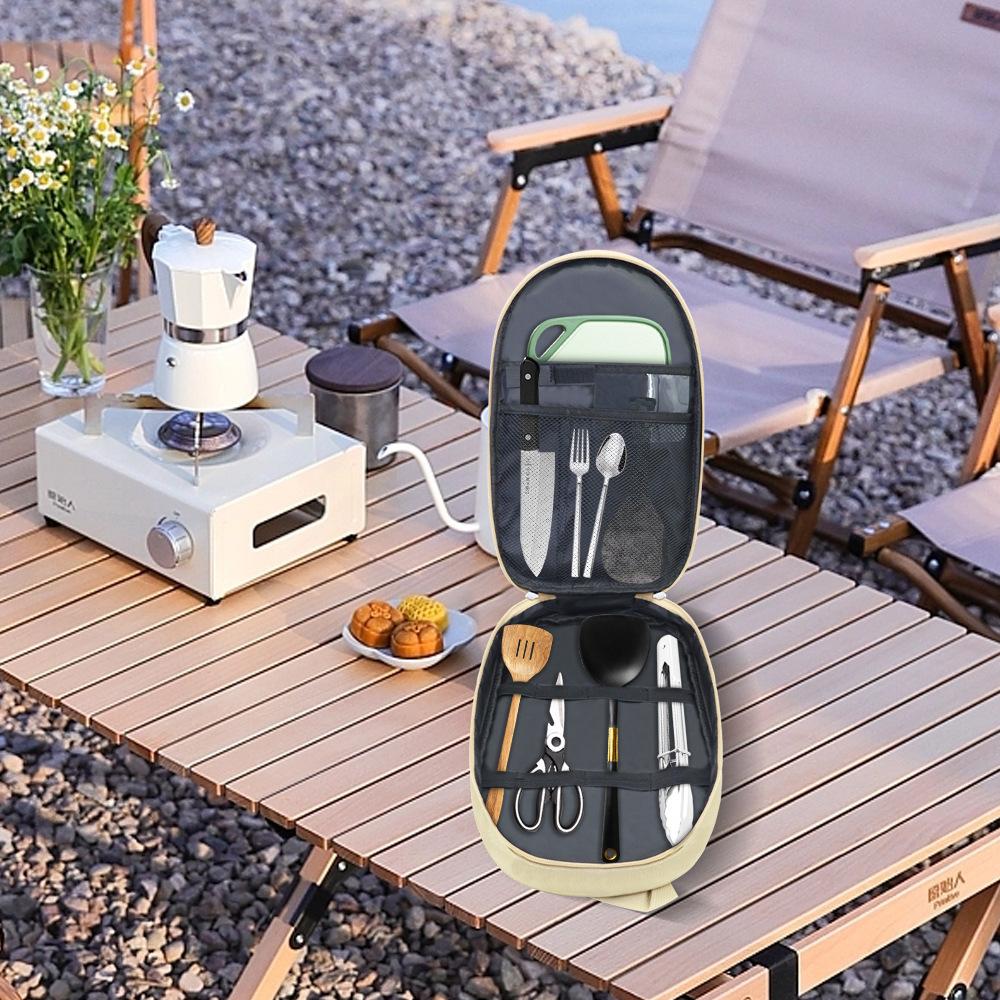 Borsa portaoggetti portatile per utensili da cucina da esterno Borsa portaoggetti per utensili da cucina da campeggio all'aperto Stoviglie Forniture per picnic Contenitore per utensili da campeggio