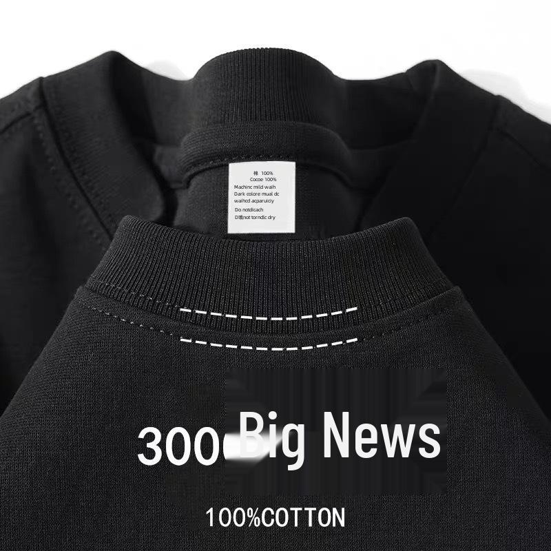 Unisex Heavyweight 300g Cotton Crew Neck Solid Color T-Shirt