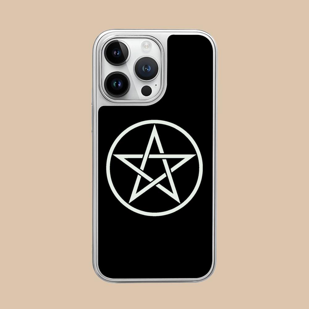 Aesthetic Pentagram Phone Case for iPhone 17 16 15 14 13 12 11 Air Pro Max Plus Electroplated Silver Cover