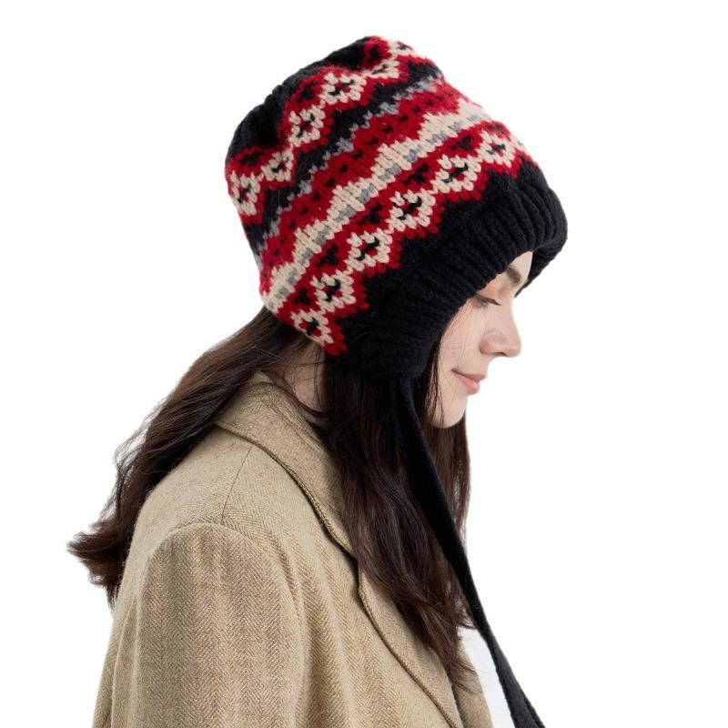 Fair Island knitted straps, bags, caps, sleeves, ear protectors, windproof and warm, men's and women's autumn and winter wool hats, French hats