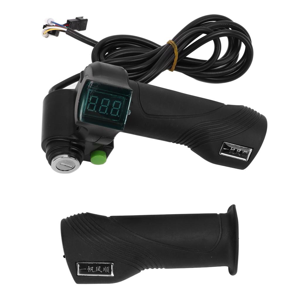 One Pair Electric Bike Throttle Handlebar with Big Head Lock Blue Screen 12V To 99V Bike Throttle Grip for Riding