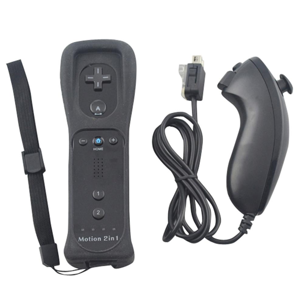 Built-in Motion Plus Remote and Nunchuck Controller for Wii  Game Console  With Silicone Case and Hand Strap чёрный
