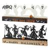 Dancing Witch Ornament Halloween Countdown Table Ornament Rustic Wooden Home Decor Decorative for Office Party Centerpiece Spooky Haunted