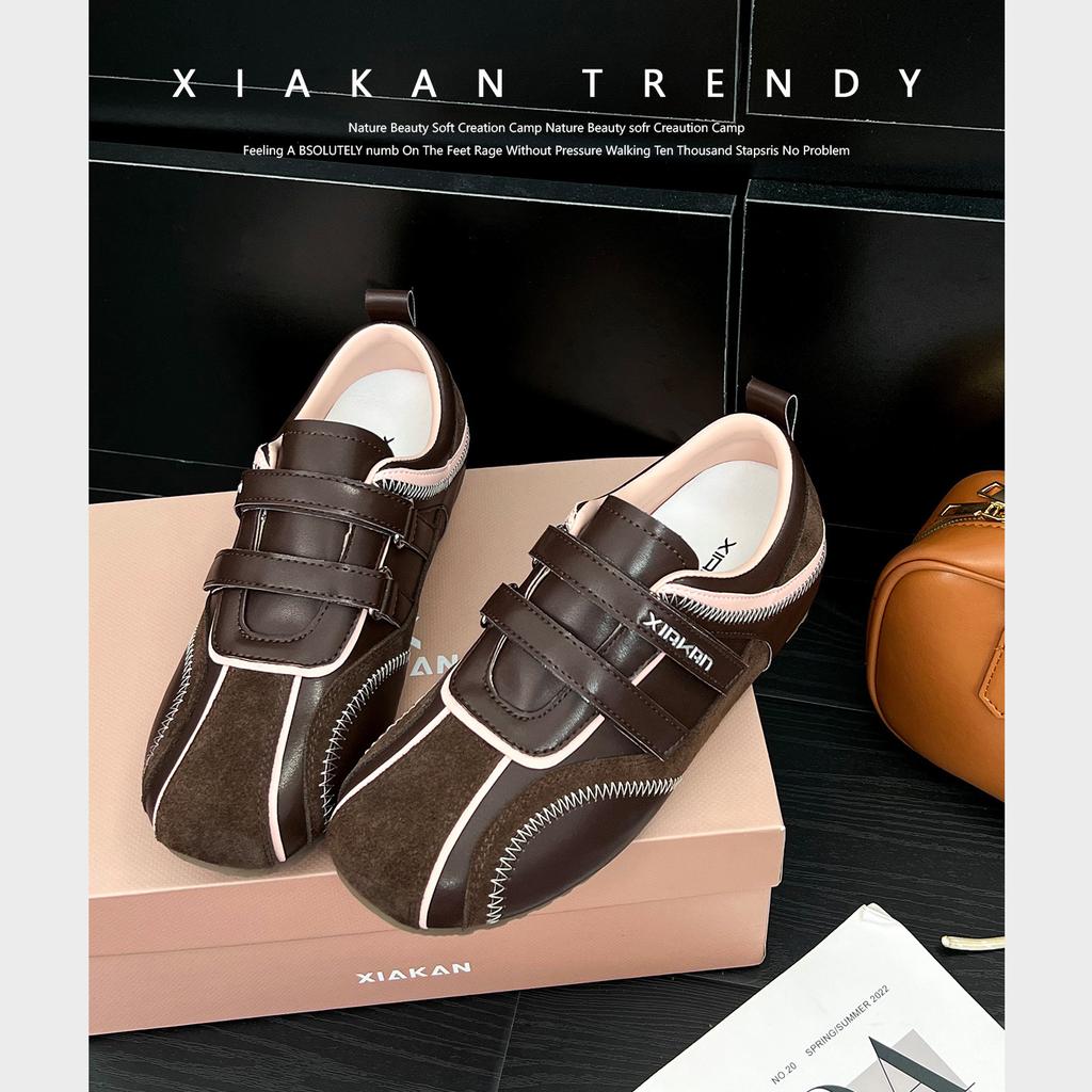 Ballet Style Retro Silver Soft-soled Single Shoes Women's 2025 Autumn New Flat-bottomed Velcro Round Head Lazy Casual Shoes