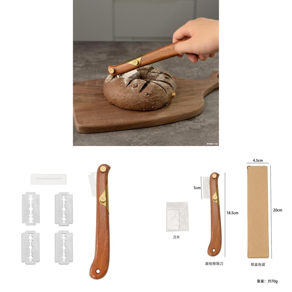 Style Bread Slicing With Wooden Handle For Artisan Baking And Crust Scoring