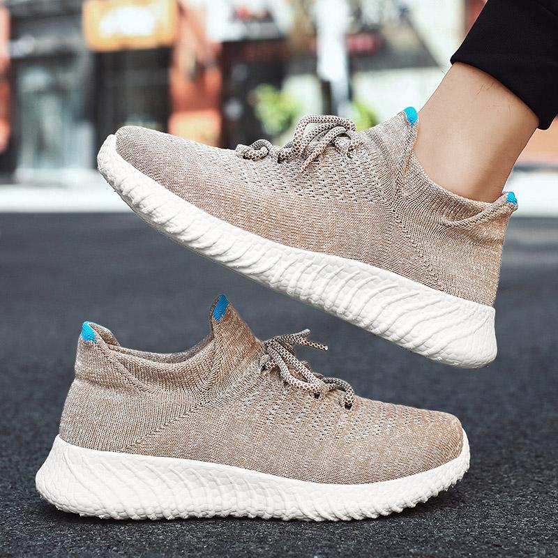 Men's Fashion Breathable Sports Flyknit Mesh Shoes Outdoor Hiking Shoes Tourism Walking Socks Shoes