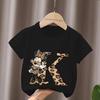 Mouse Leopard Letter A B C Name Print Unisex Women Tops Kids Tshirt Clothes Black Short Sleeve Black T Shirt