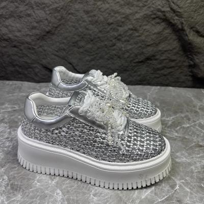 Zapatos de Mujer 2025 Verano Nuevo Aumento de Altura Malla Transpirable Zapatos de Plataforma Ligeros con Cordones Lazo Zapatos Casuales