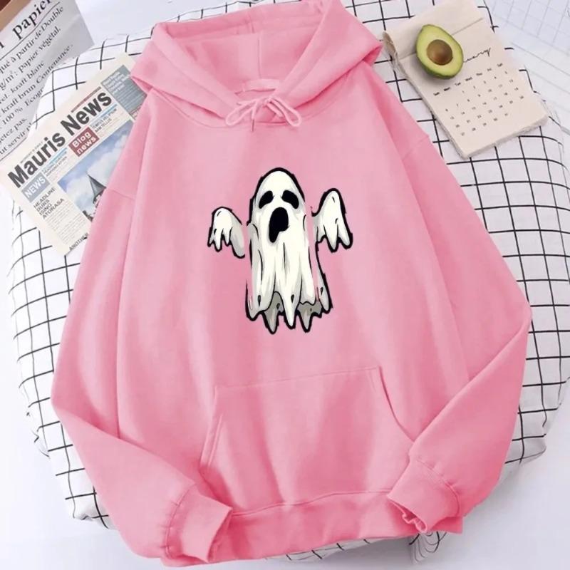 Felpa con Cappuccio Fantasma di Halloween da Donna Grafica Fantasma Cartone Animato Spettrale Stampa Donna Streetwear Felpa Neutra Donna Manica Lunga Top Divertente