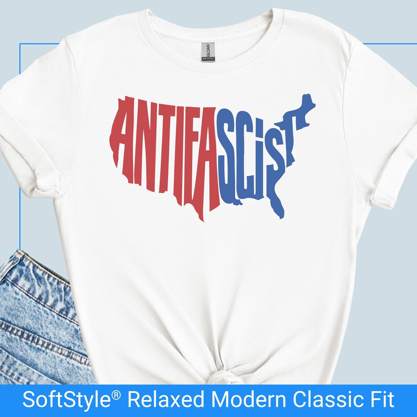Antifascist USA Map T Shirt, ANTIFA Anti Hate Political Activist Tee, Anti Fascist Anti Trump T-Shirt, Protest Rally Shirt, Liberal Democrat 4XL