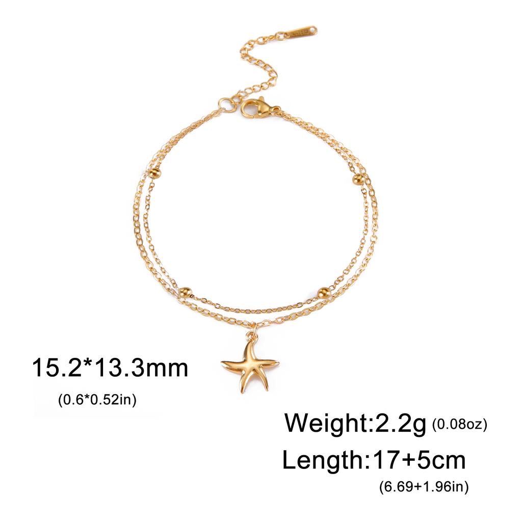 Cazador Sea Starfish Charm Women's Bracelet Stainless Steel Jewelry Double-layer Beads Chains Hand Bracelet Gift 2026 Wholesale