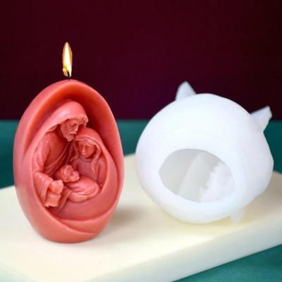 Stampo per candela in silicone per la famiglia di Gesù Statua di Gesù in 3D Artigianato in resina e gesso Stampo per colata Sapone fatto a mano Strumenti per la creazione di opere d'arte in cemento