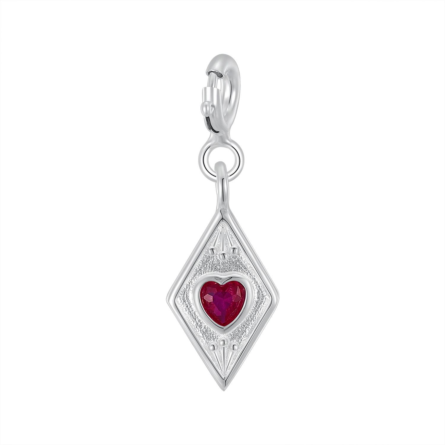 S925 Sterling Silver Retro Rhombus Heart Pendant Simple Korean Style Necklace 925 Sterling Silver